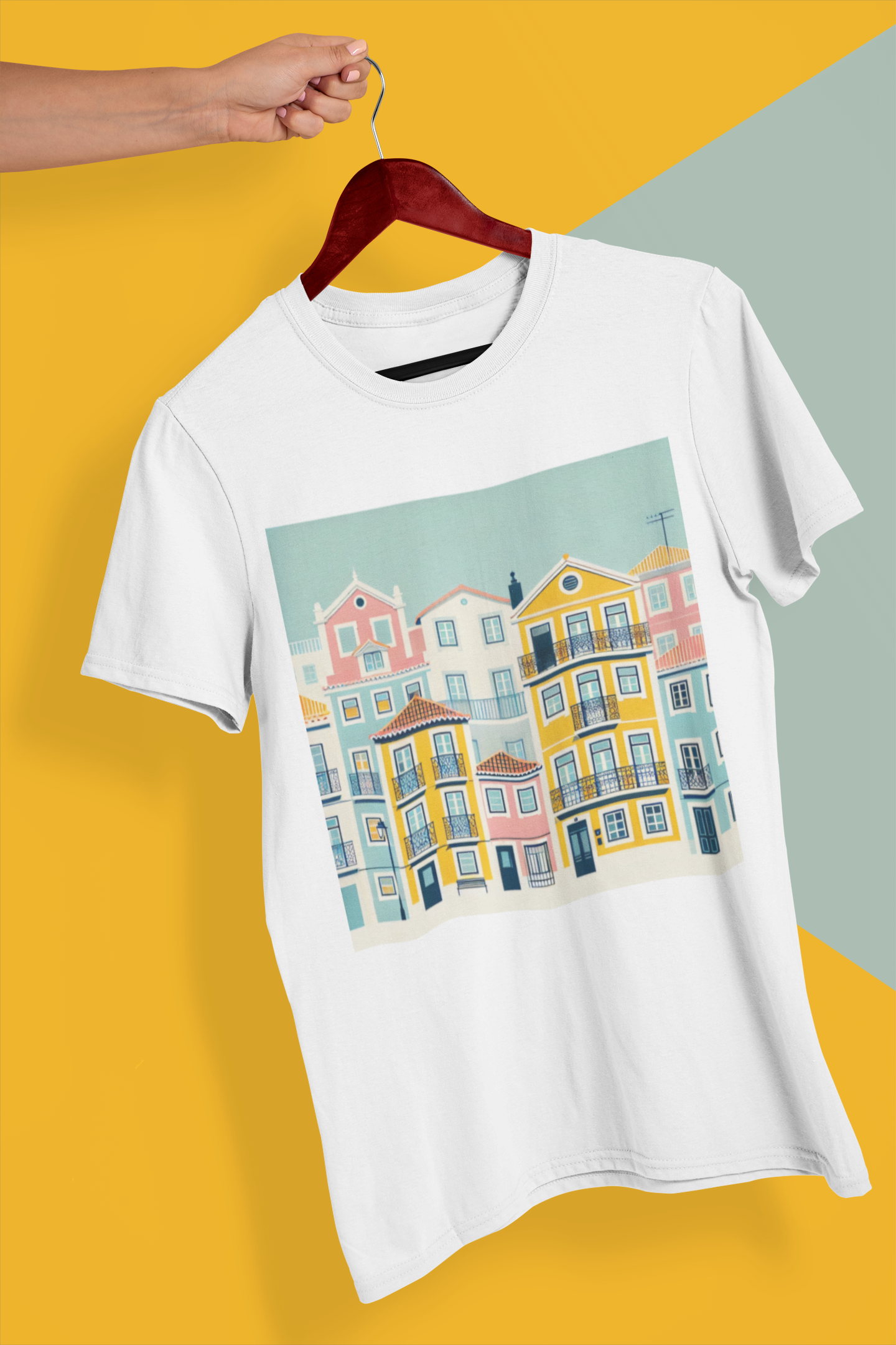 Tshirt with old traditional houses from Lisbon