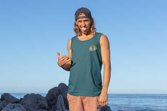 Front view of the Nazaré Surf Retro Unisex Tank Top with a vintage-inspired logo.