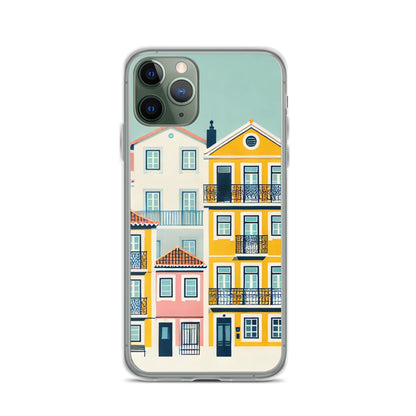 Back view of the vibrant Lisbon Houses iPhone Case, perfect for all models.