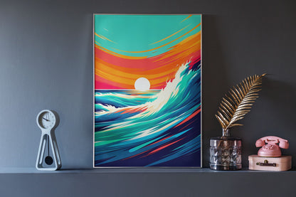 Front view of Costa Vicentina Waves Poster, featuring vibrant Atlantic colors.