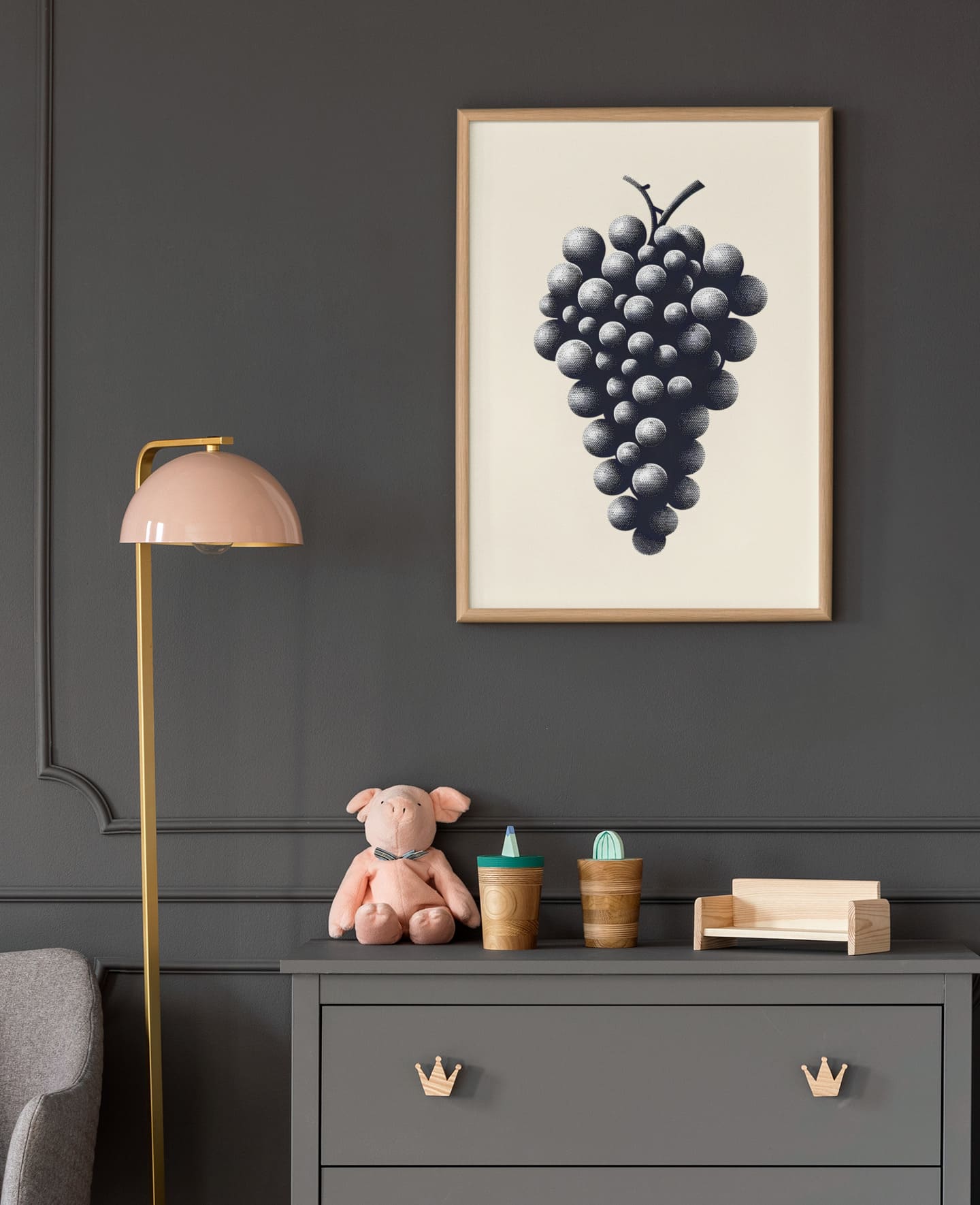 Folded Minimalist Wine Grapes Poster, showcasing elegant style.