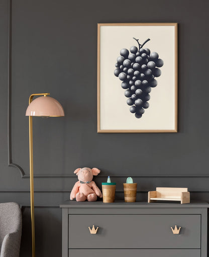 Folded Minimalist Wine Grapes Poster, showcasing elegant style.