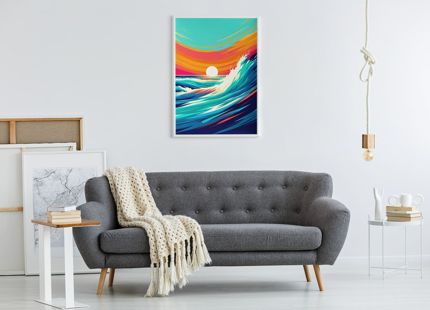 Folded Costa Vicentina Waves Poster, showing its bold colors.