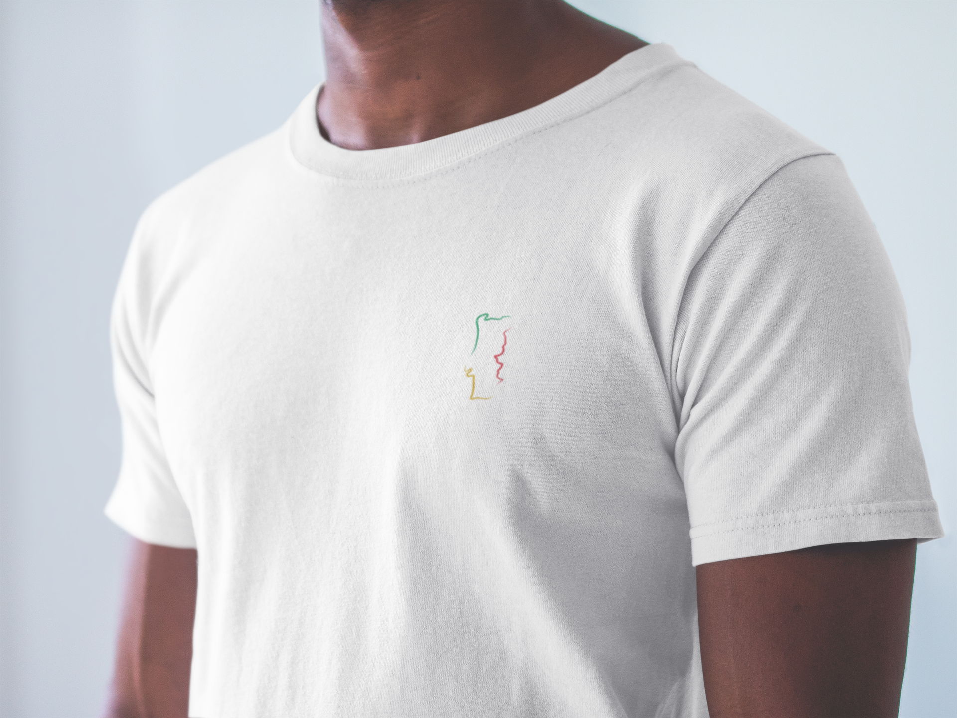 Stylish unisex T-shirt featuring a simple silhouette of the Portuguese map.