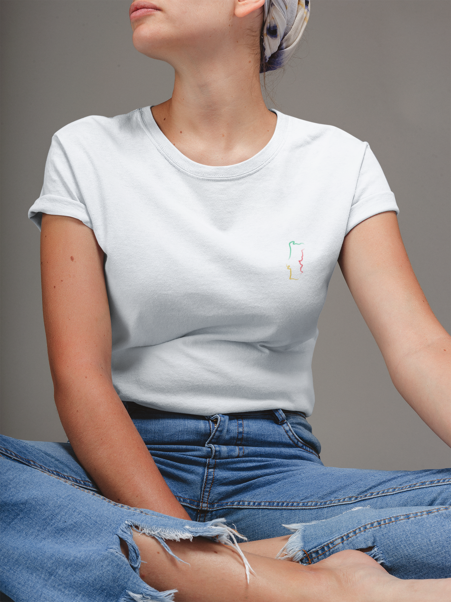 Minimal Portuguese Map T-Shirt folded neatly, showcasing its symbolic design.