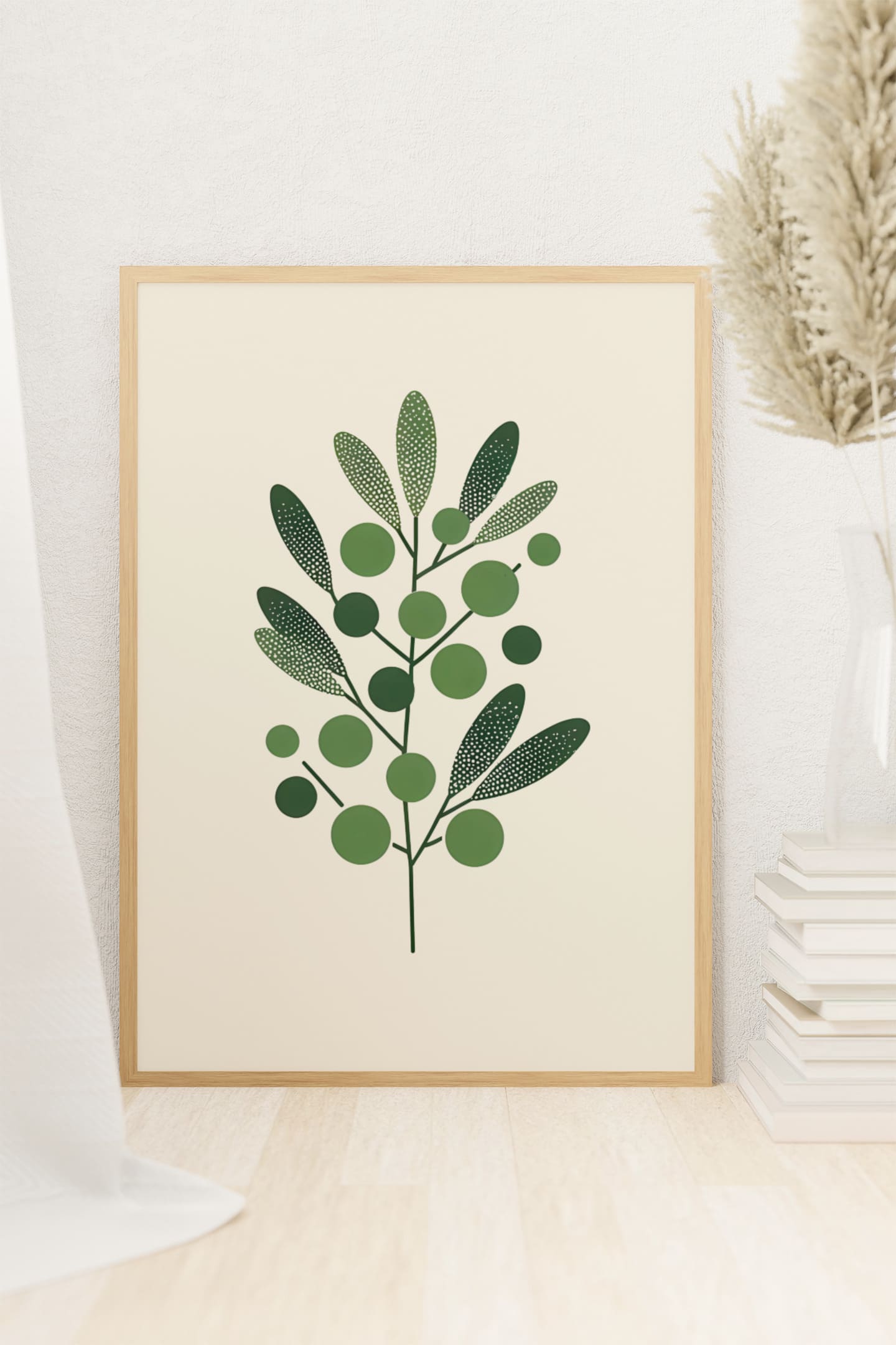 Minimalist decor print featuring an olive branch, ideal for stylish interiors.