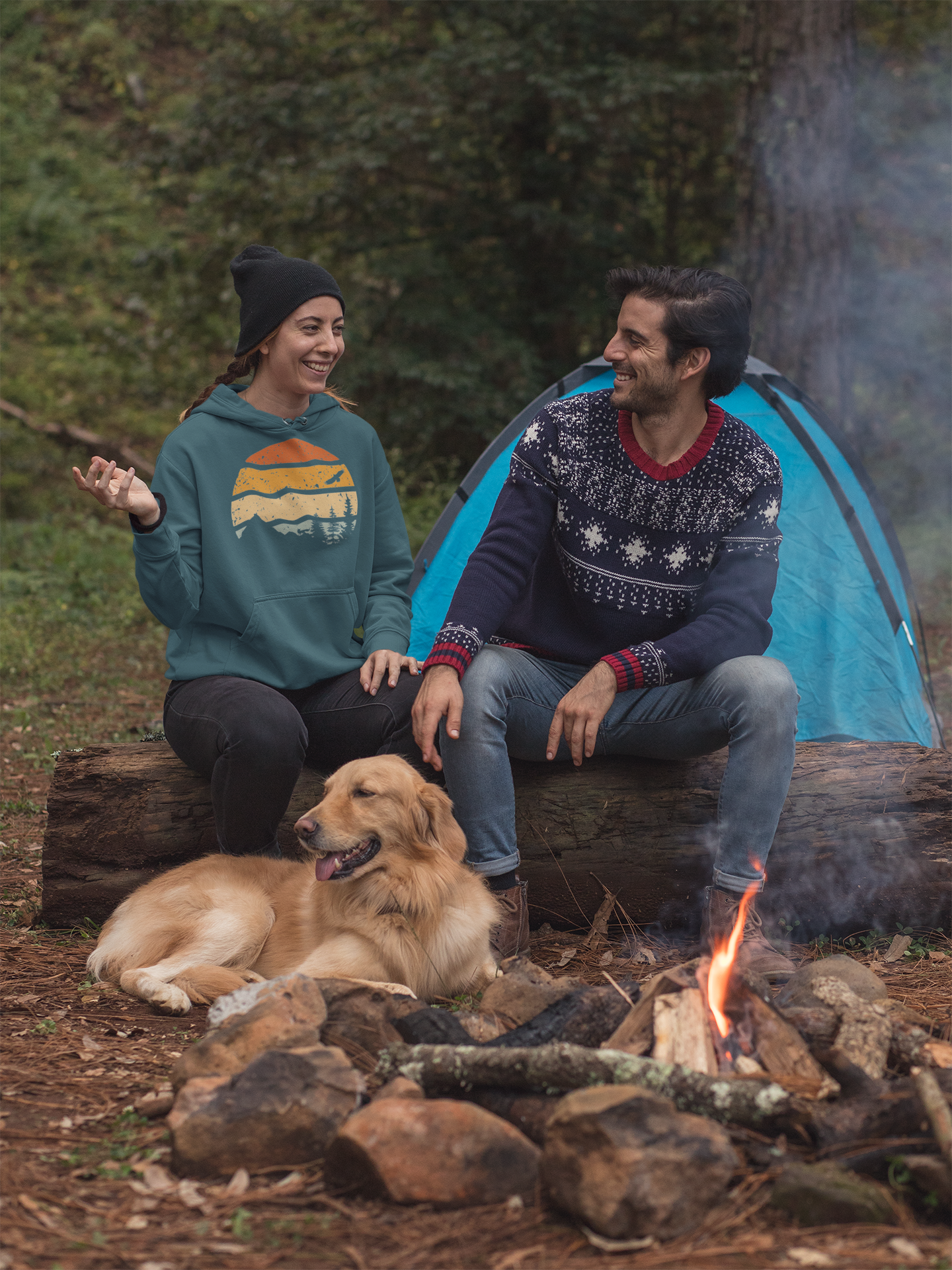 Eco-friendly hoodie featuring an organic cotton mountain and surf design inspired by Madeira.