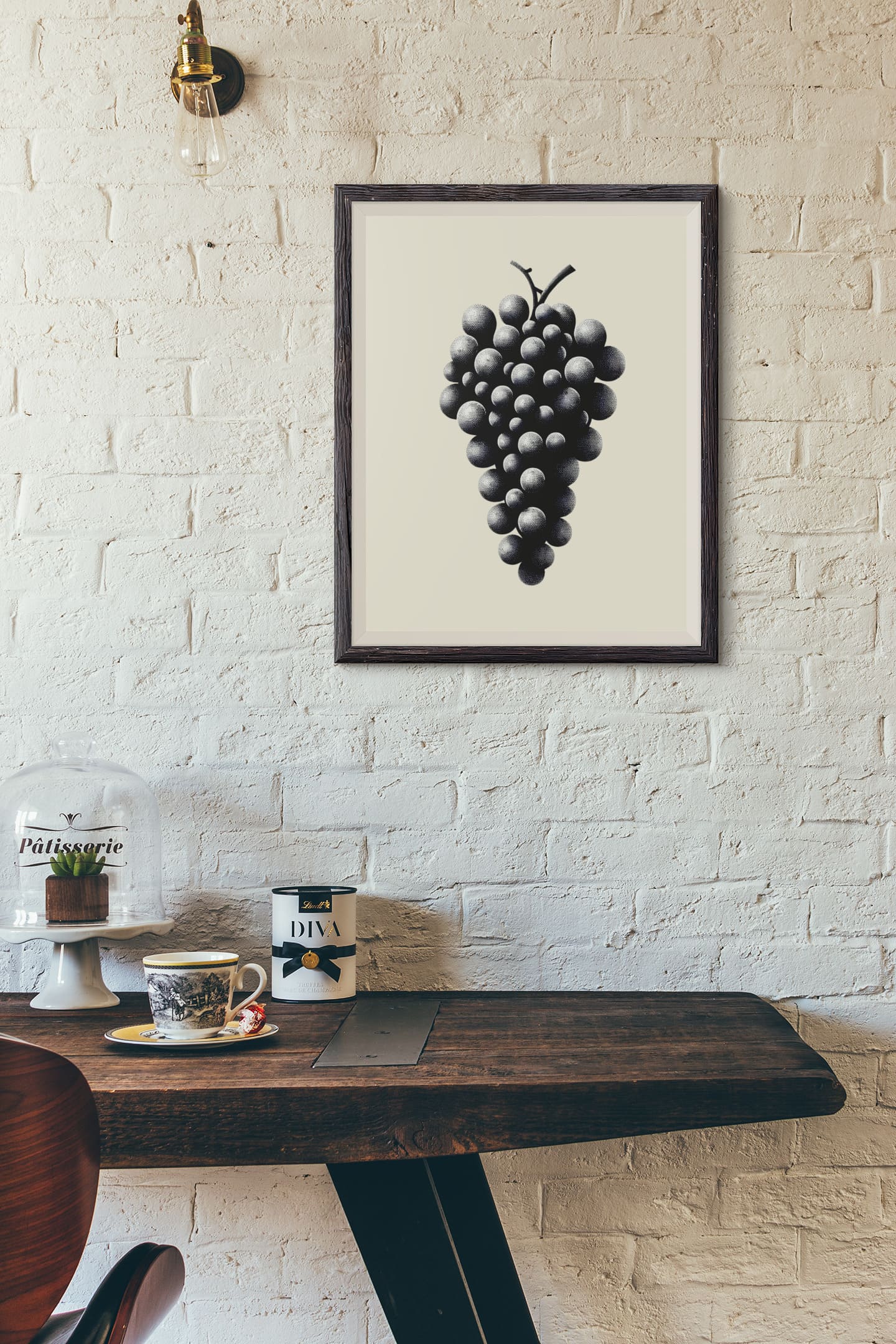 Front view of the Minimalist Wine Grapes Poster, capturing vineyard elegance.