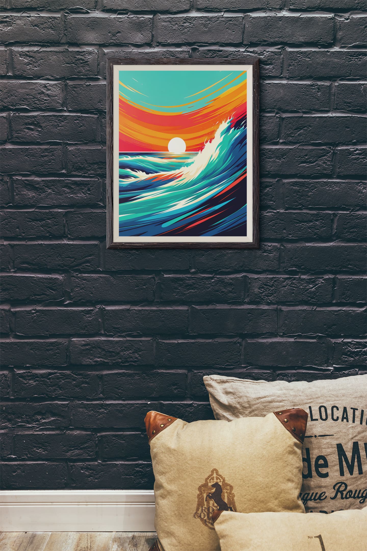 Side view of colorful Atlantic Ocean poster inspired by Costa Vicentina.