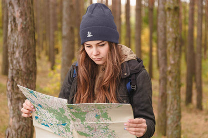 Stylish unisex beanie with a minimalist mountain bike logo inspired by Madeira