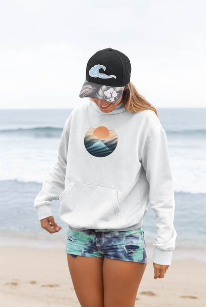 Retro surf clothing made with organic cotton, featuring a hoodie design.