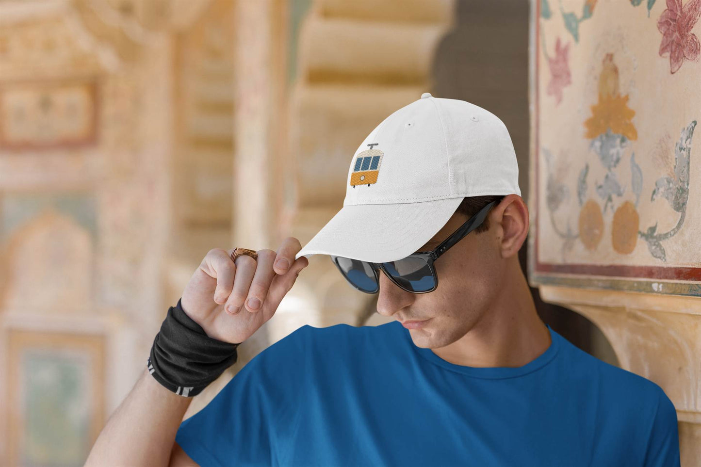 Packaging of the Lisbon Tram Unisex Cap with Lisbon-inspired design.