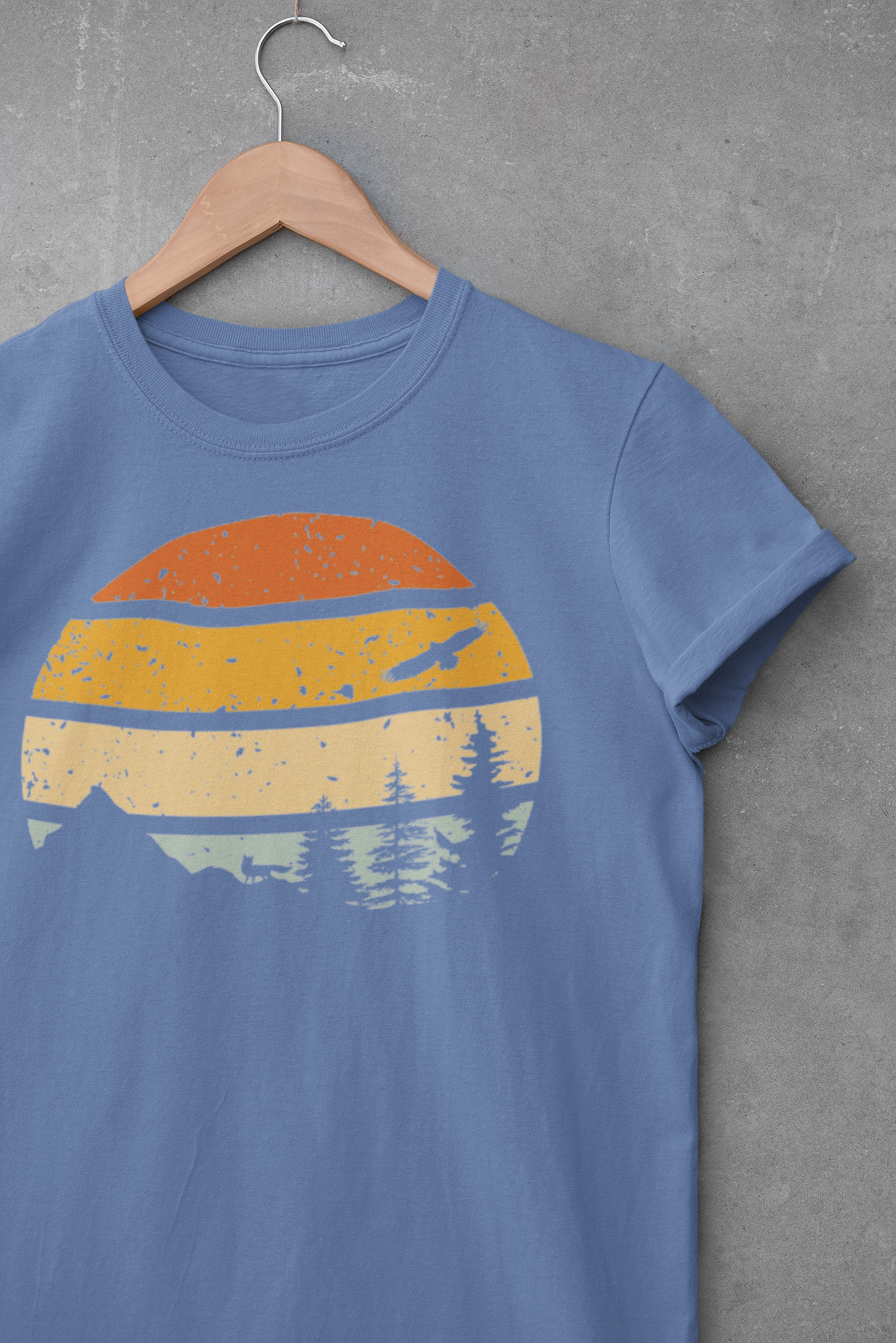 Organic Cotton Madeira Retro Vintage style Mountains T-Shirt, celebrating Portugal’s outdoors.