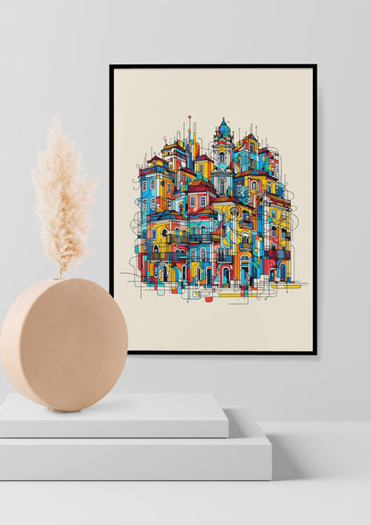 Colorful facades on Porto Poster, perfect for brightening any decor.