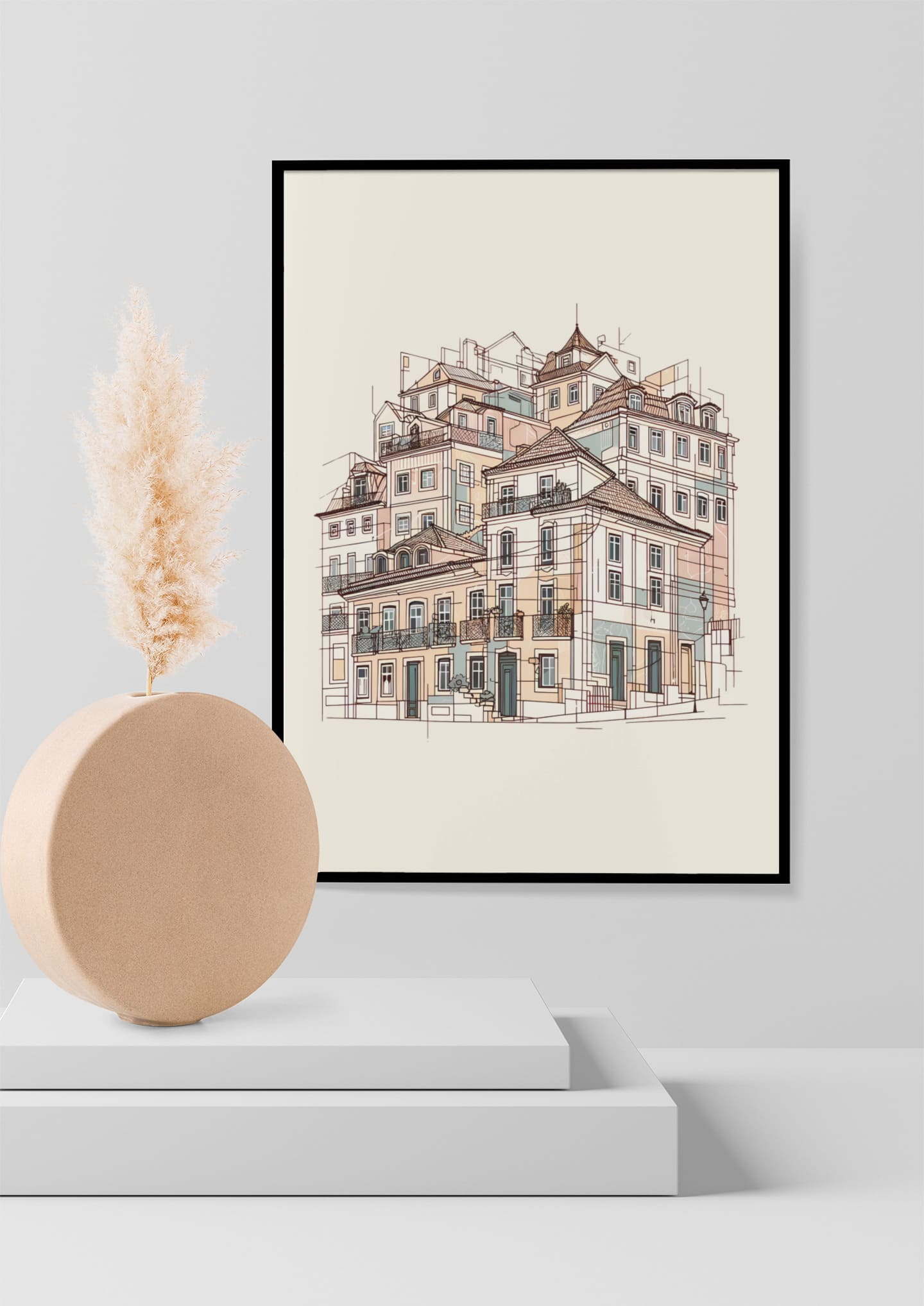 Porto Ribeira Houses Poster displayed as home decor.