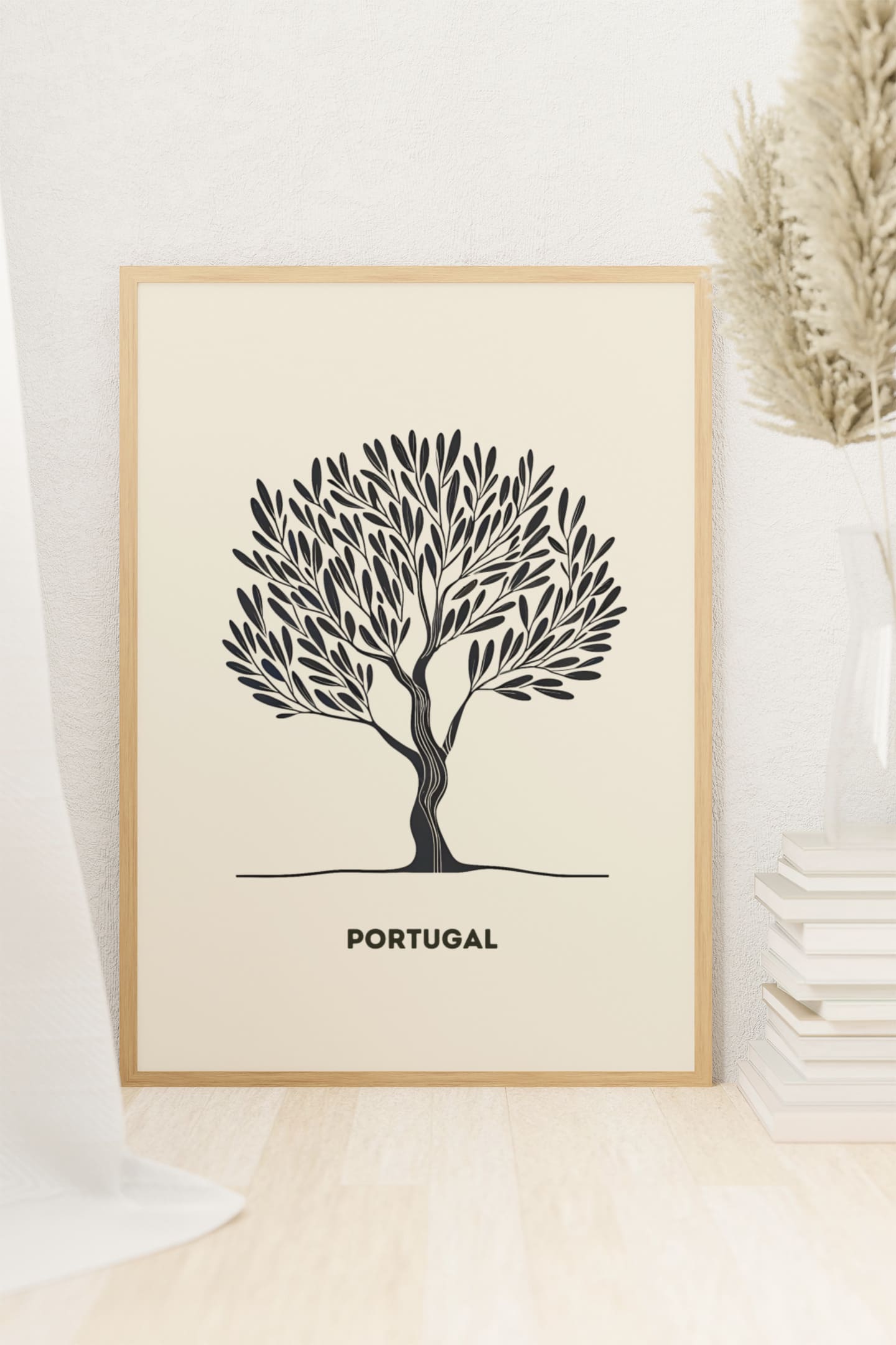 High-quality packaging of the Minimalist Olive Tree Poster, celebrating Portugal.