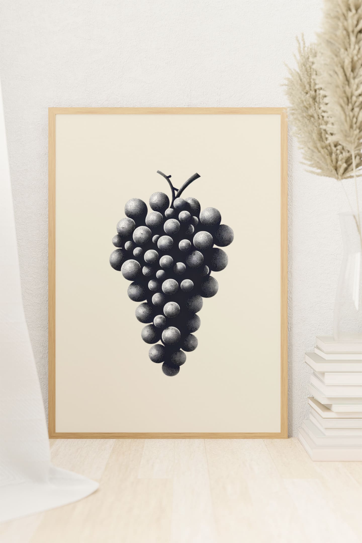 Minimalist Grape Clusters Print, inspired by Portugal’s vineyards.